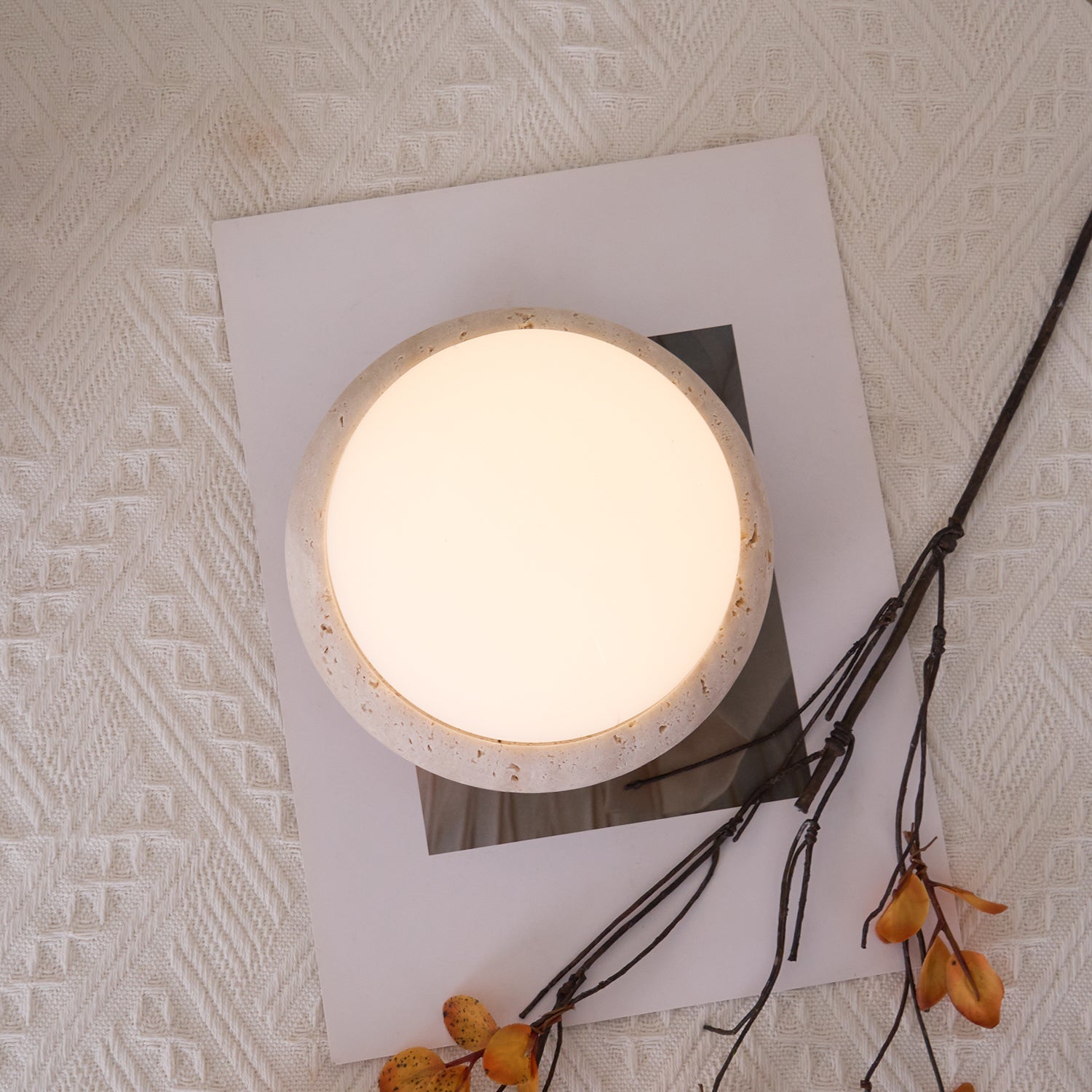 Modern Travertine Cute Mini Orb Table Lamp